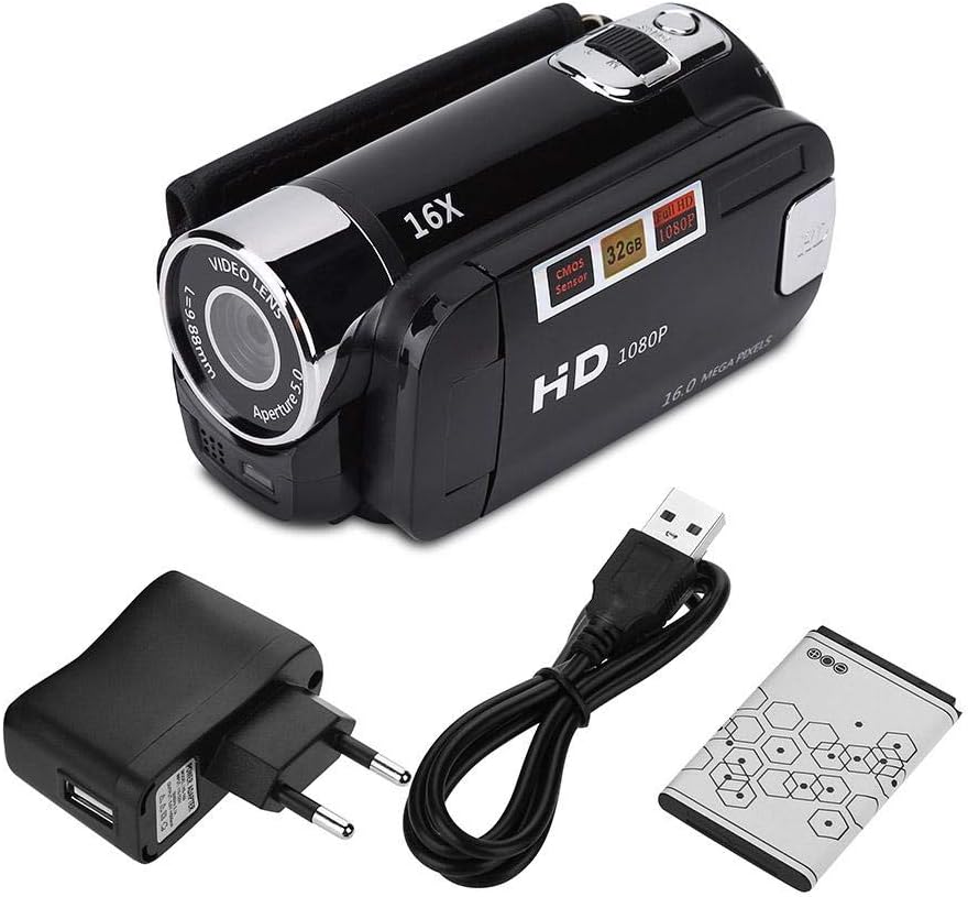 woobles Camcorder Video Camera Vintage Full HD Camcorder for Business Travel (Black, European regulations)